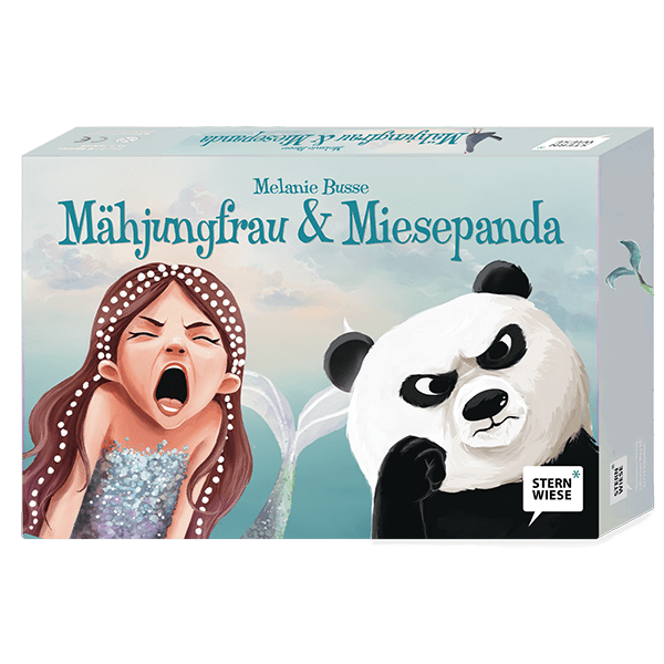 Mähjungfrau und Miesepanda Spielschachtel.