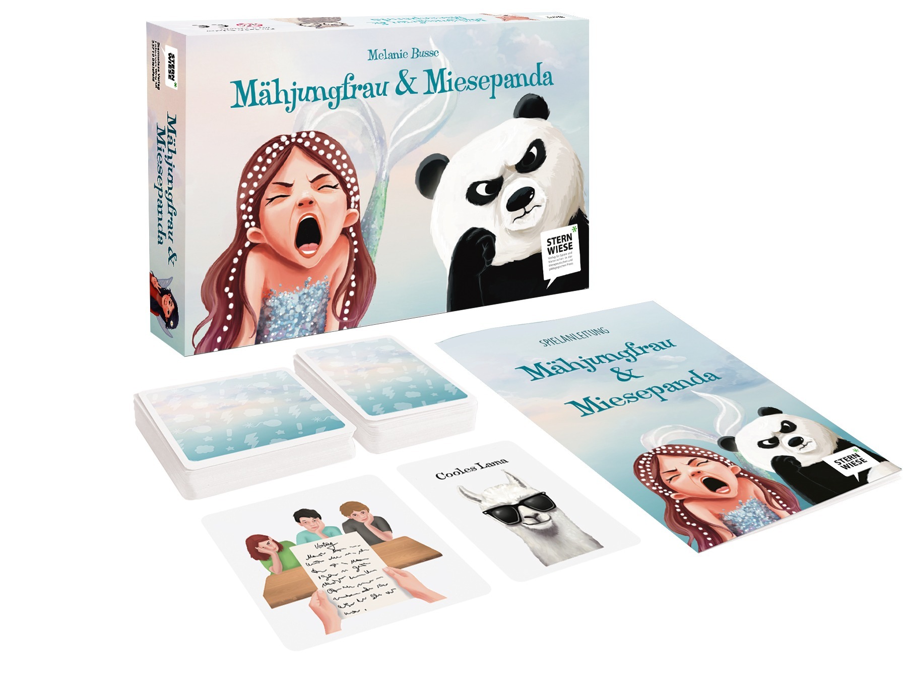 Mähjungfrau und Miesepanda Produktbild.